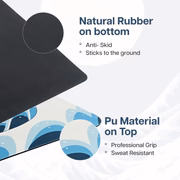 PU Printed & Natural Rubber Yoga Mat - 6mm, Japanese Wave - Image 3