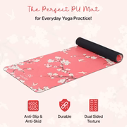 PU Printed & Natural Rubber Yoga Mat - 6mm, Cherry Blossom - Image 2