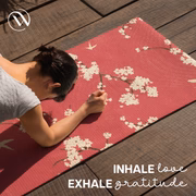 PU Printed & Natural Rubber Yoga Mat - 6mm, Cherry Blossom - Image 5